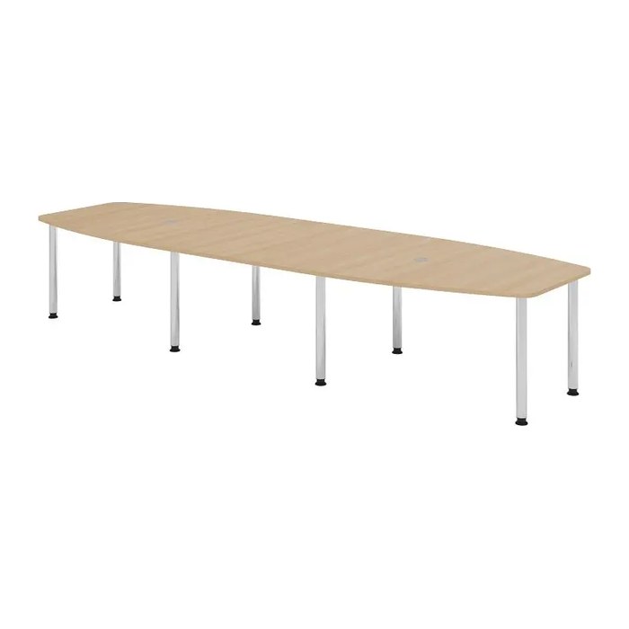 HAMMERBACHER Konferenztisch KT40C eiche Tonnenform, Rundrohr chrom, 400,0 x 85,0/130,0 x 72,0 - 74,0 cm