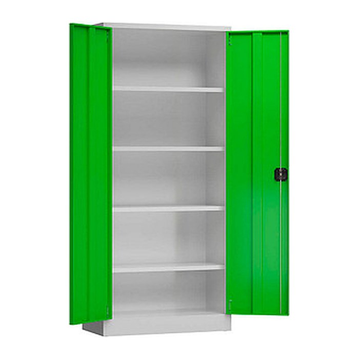 ClassiX Stahlschrank X-530335 lichtgrau, gelbgrün 4 Fachböden 80,0 x 38,0 x 180,0 cm, aufgebaut, 1 St.