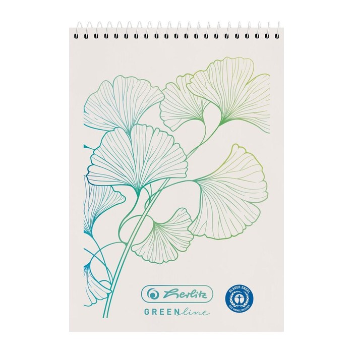 herlitz Notizblock Greenline Gingko DIN A7 kariert, 1 St.