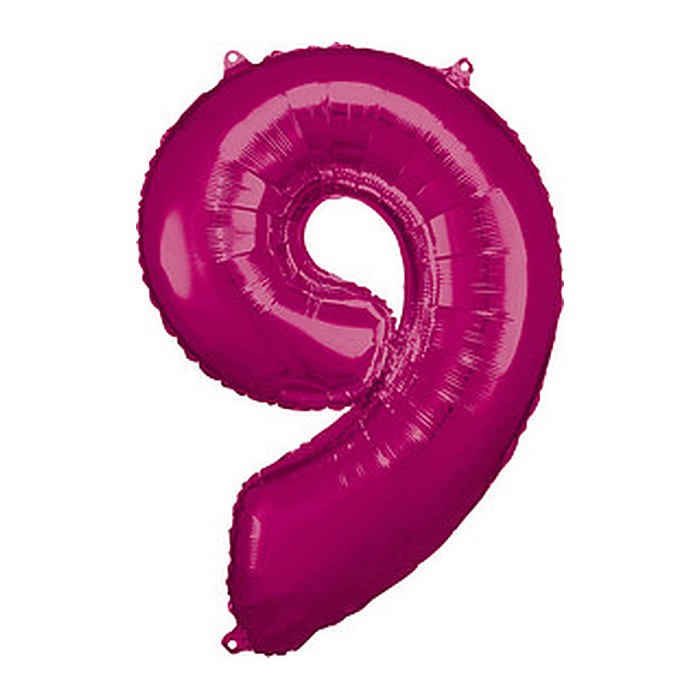 amscan® Folienballon Zahl 9 pink, 1 St.