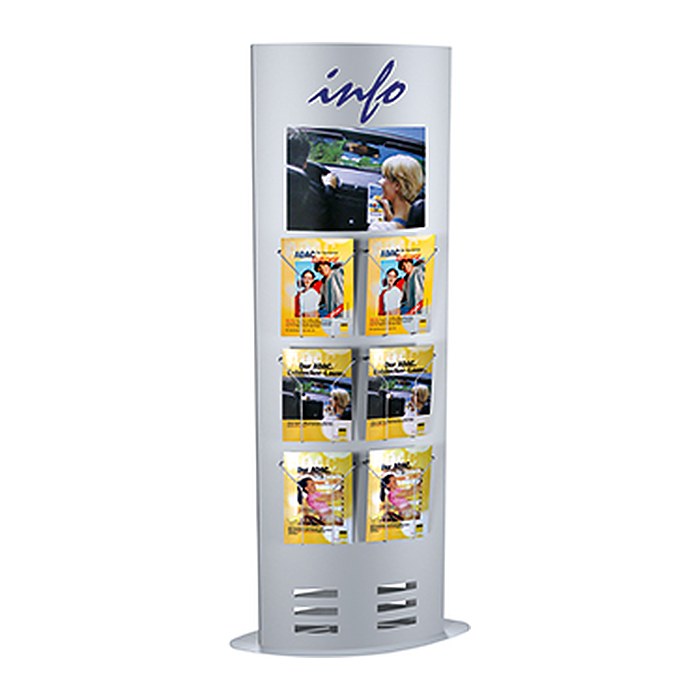 Kerkmann Prospektständer ohne Fächer tec-art schmal silber DIN A4 26,0 x 46,0 x 165,0 cm, 1 St.