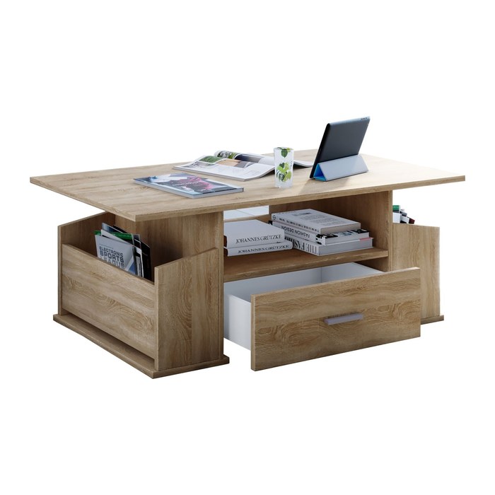 VCM my home Junata Couchtisch rechteckig Spanplatte eiche 110,0 x 52,0 x 44,0 cm, 1 St.
