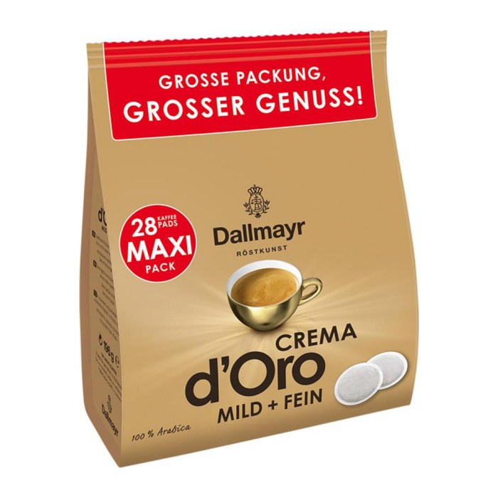 Dallmayr Crema d'Oro Kaffeepads, Arabicabohnen mild, 28 St.