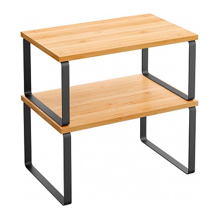 SONGMICS Küchen-Organizer bambus, schwarz 29,7 x 19,5/18,5 x 15,8/13,7 cm, 2 St.