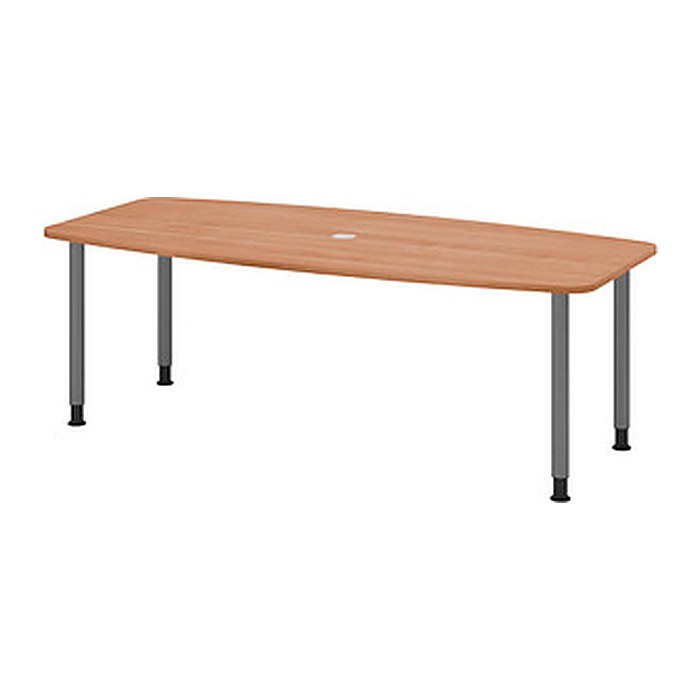 HAMMERBACHER Konferenztisch KT22C nussbaum Tonnenform, Rundrohr grau, 220,0 x 83,0/103,0 x 72,0 - 74,0 cm