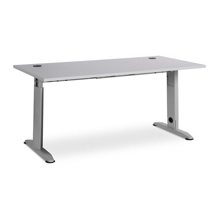 Schreibtisch – T-Fuß höhenverstellbar (1800 x 800 mm, Platte Grau)