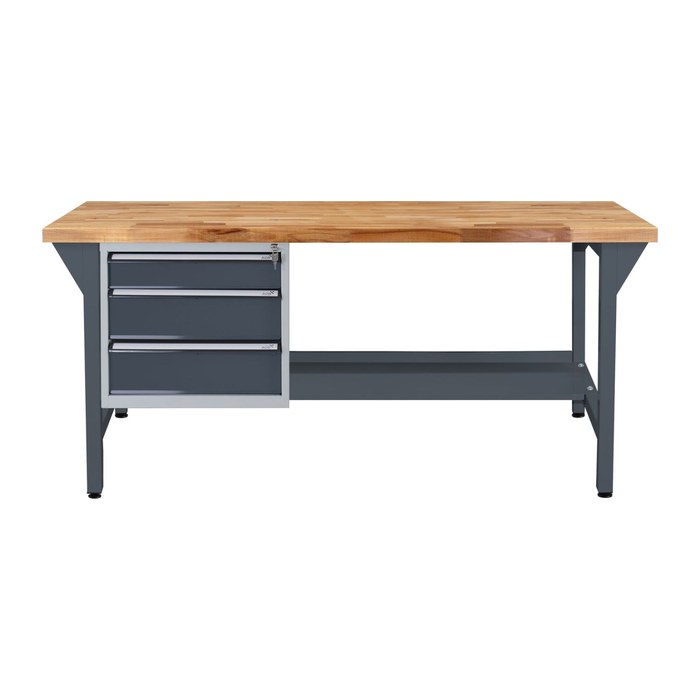 ADB Werkbank anthrazitgrau, lichtgrau 3 Schubladen 150,0 x 75,0 x 85,0 cm