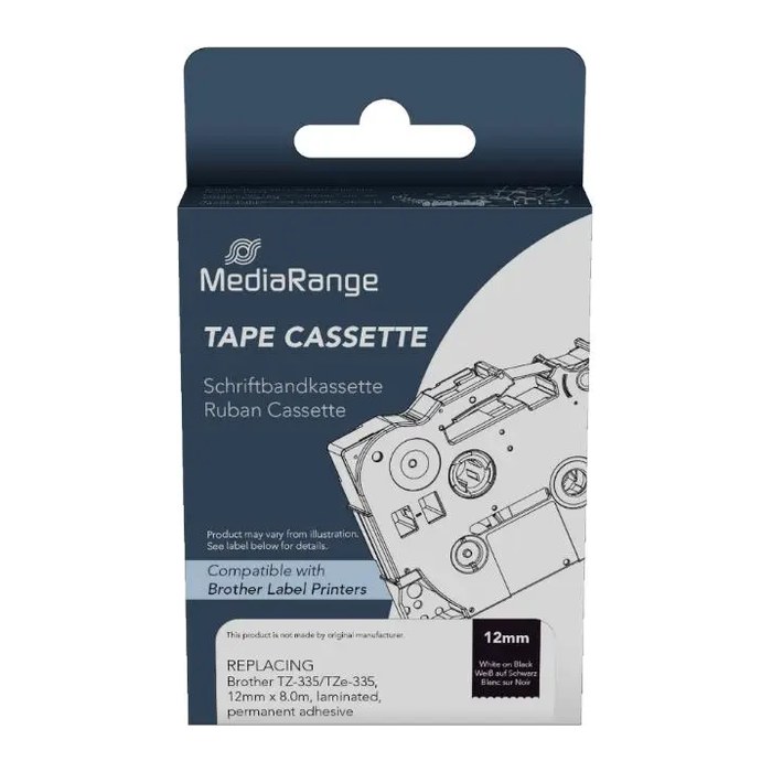 MediaRange Schriftband MRBTZ335 ersetzt brother TZ-335/TZe-335 , 12 mm, weiß auf schwarz, 1 St.