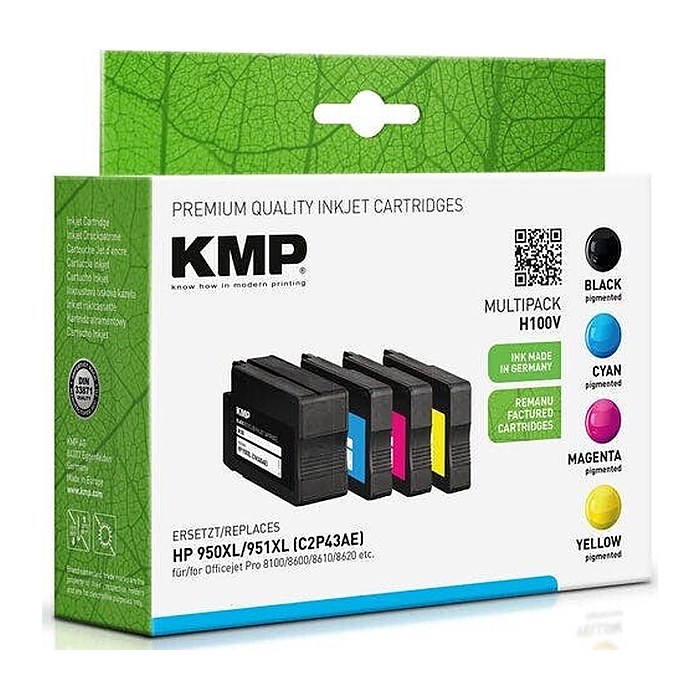 KMP H100V schwarz, cyan, magenta, gelb Druckerpatronen kompatibel zu HP 950XL/951XL (C2P43AE), 4er-Set