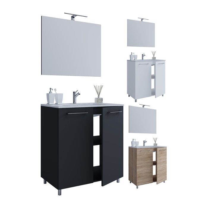VCM my bath Badmöbel-Set 3-teilig Gilos 914336 weiß 60,0 x 46,0 x 86,0 cm