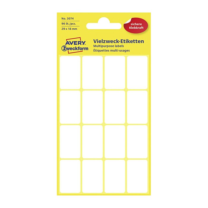 AVERY Zweckform Etiketten weiß 29,0 x 18,0 mm, 96 Etiketten