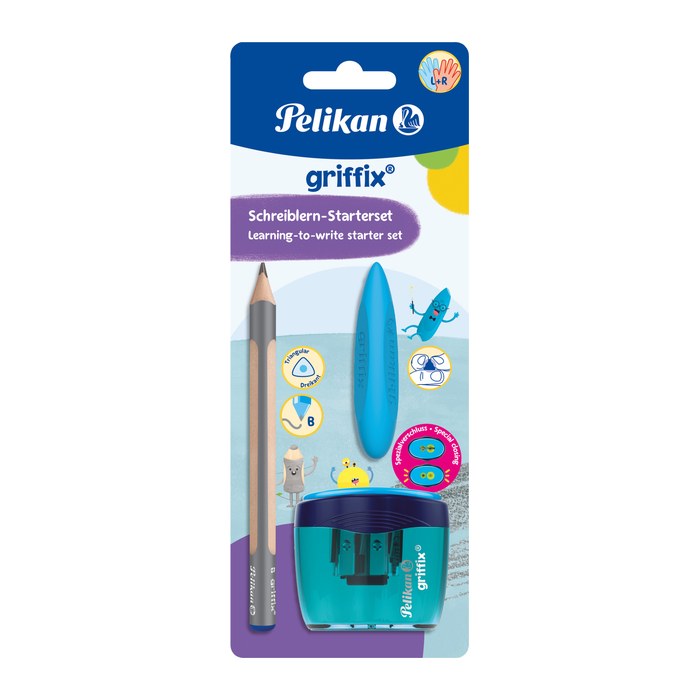 Pelikan griffix® Starter Bleistift-Set B silber mit Radierer, 1 Set