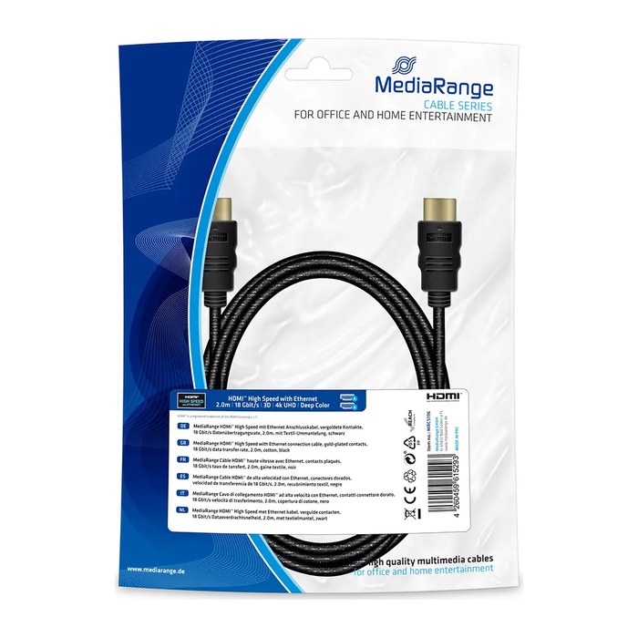 MediaRange HDMI A Kabel 4k 2,0 m schwarz, 1 St.
