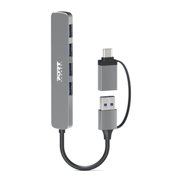 Port USB-C Hub 4 Port 3.0 5Gbps Verteiler Adapter grau