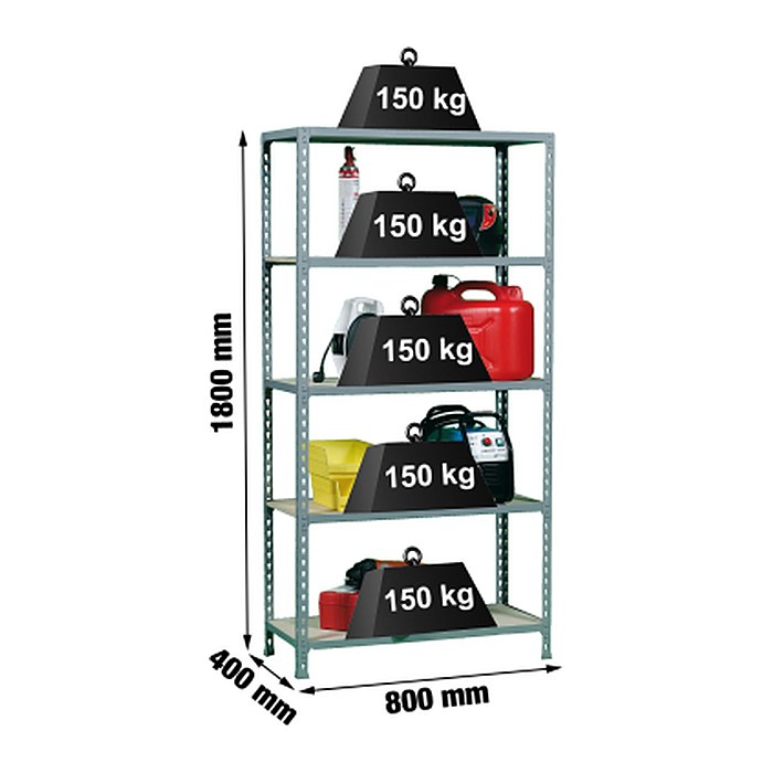 Simonrack Schwerlastregal MADERCLICK MINI 8435104937273 grau 80,0 x 40,0 x 180,0 cm
