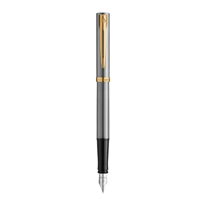 WATERMAN Füllfederhalter IMPRESSION Stainless SteelGT F Blau Geschenkbox