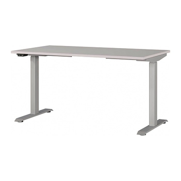 GERMANIA JET höhenverstellbarer Schreibtisch kaschmir rechteckig, T-Fuß-Gestell silber 140,0 x 80,0 cm