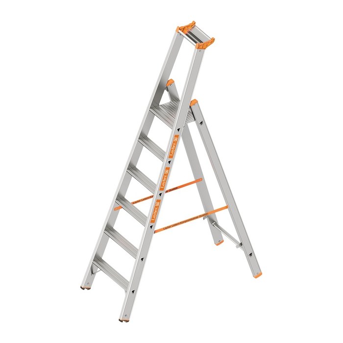 Layher Stehleiter einseitig TOPIC 1064 silber 6 Stufen, H: 220,0 cm