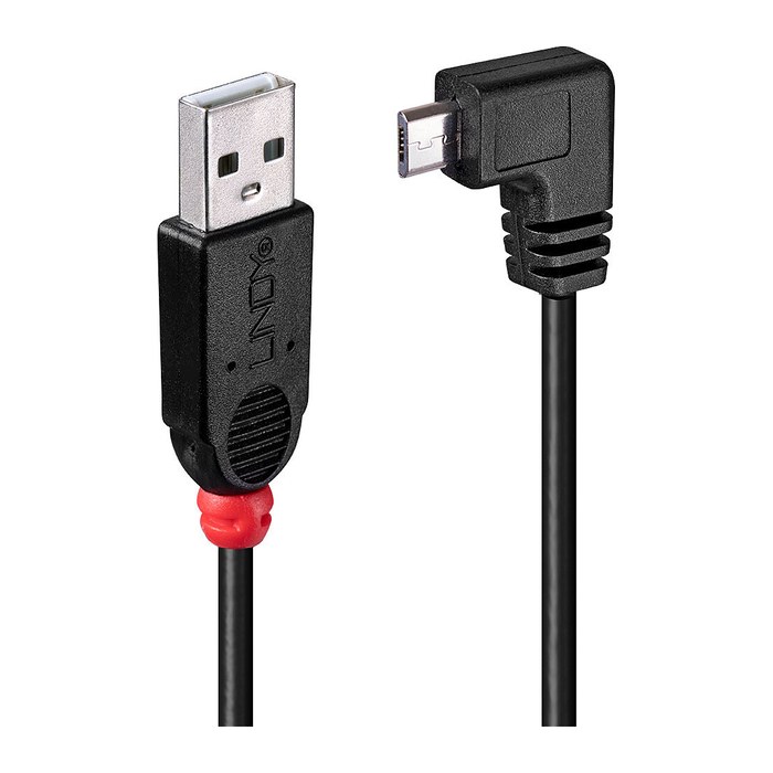 LINDY USB 2.0 Kabel Typ A/Micro-B 90° gewinkelt M/M 1m