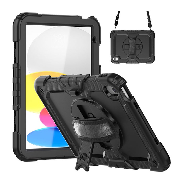 DEQSTER 360° Rugged Case Tablet-Cover für Apple iPad 10. Gen (2022), iPad 10. Gen (2024), iPad (A16) (2025) schwarz