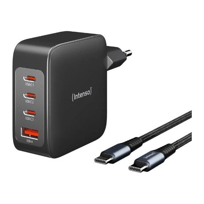 Intenso W140A3C + C520C USB-C Kabel GaN-Ladeadapter weiß, 140 Watt