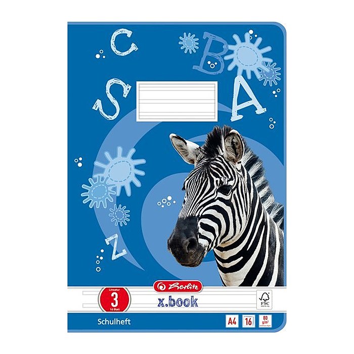 herlitz Schulhefte Koala x.book Lineatur 7 kariert DIN A4 ohne Rand, 16 Blatt, 1 St.