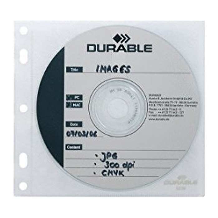 DURABLE 1er CD-/DVD-Hüllen Cover FILE abheftbar transparent, 10 St.
