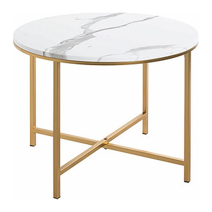 HAKU Möbel Beistelltisch rund MDF-Platte gold-weiß 60,0 x 60,0 x 45,0 cm, 1 St.