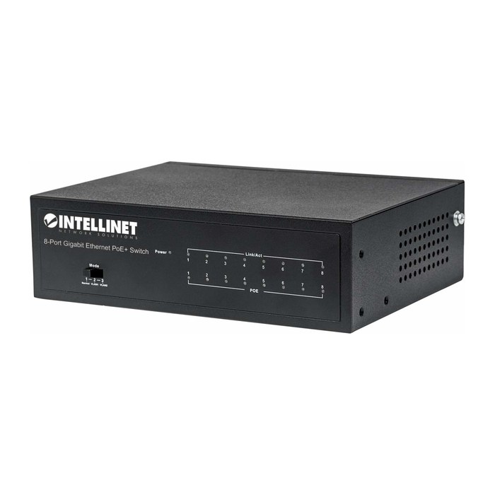 INTELLINET Switch 8-Port Gigabit Ethernet PoE+ 60W Desktop