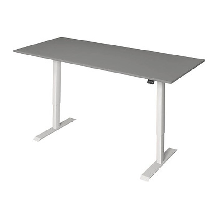 Kerkmann Move 1 elektrisch höhenverstellbarer Schreibtisch grafit rechteckig, T-Fuß-Gestell weiß 180,0 x 80,0 cm