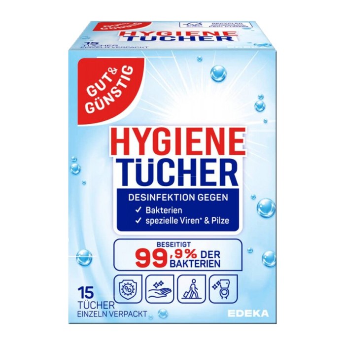 GUT&GÜNSTIG Desinfektionstücher 1-lagig weiß, 15 Tücher