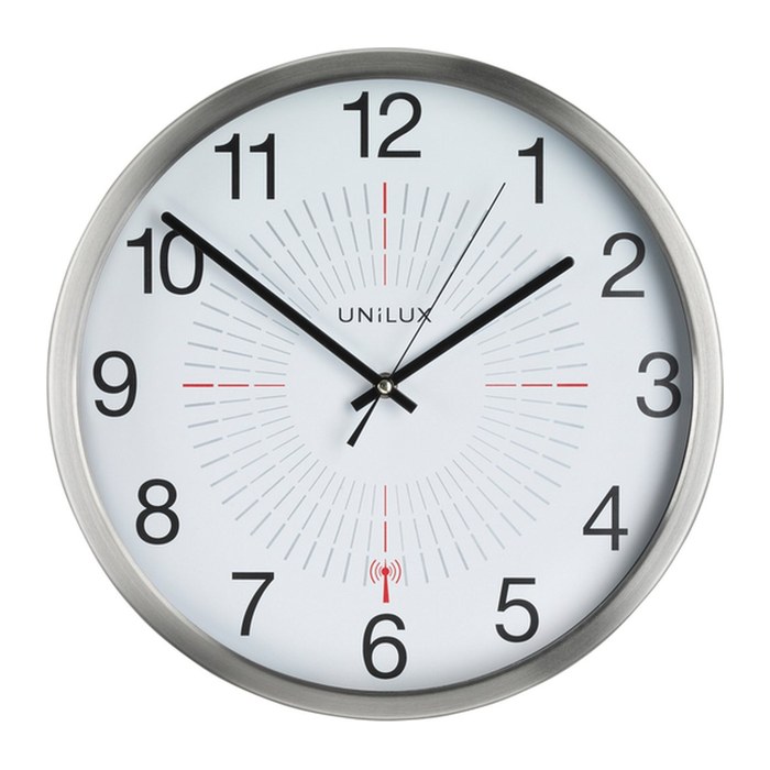 unilux Funkwanduhr Outdoor weiß grau Aluminium, Ø 35,5 cm