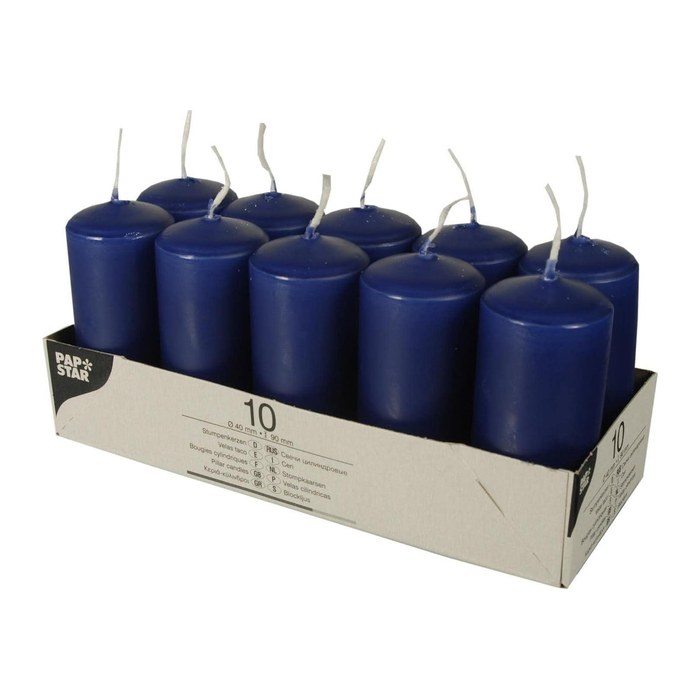 STARPAK Stumpenkerzen dunkelblau, 10 St.