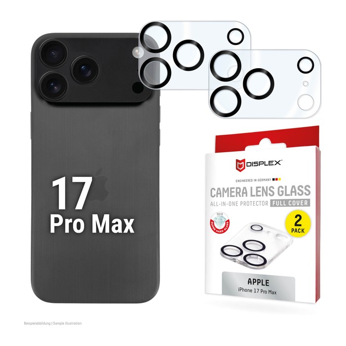 DISPLEX® Camera Lens All-In-One Kamera-Schutzglas für Apple iPhone 17 Pro Max, 2 St.