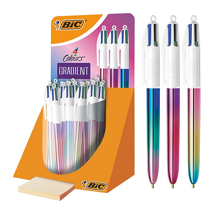 BIC 4-Farben-Kugelschreiber GRADIENT mehrfarbig, Schreibfarbe: schwarz, blau, grün, rot, 1 St.
