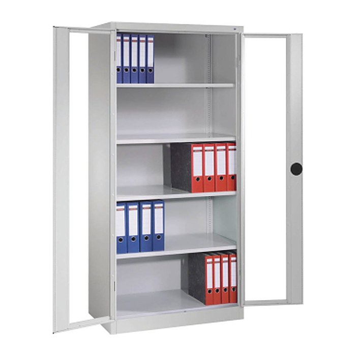 CP Stahlschrank 8921-055 S10325 lichtgrau, Acrylglas 4 Fachböden 93,0 x 50,0 x 195,0 cm, aufgebaut, 1 St.