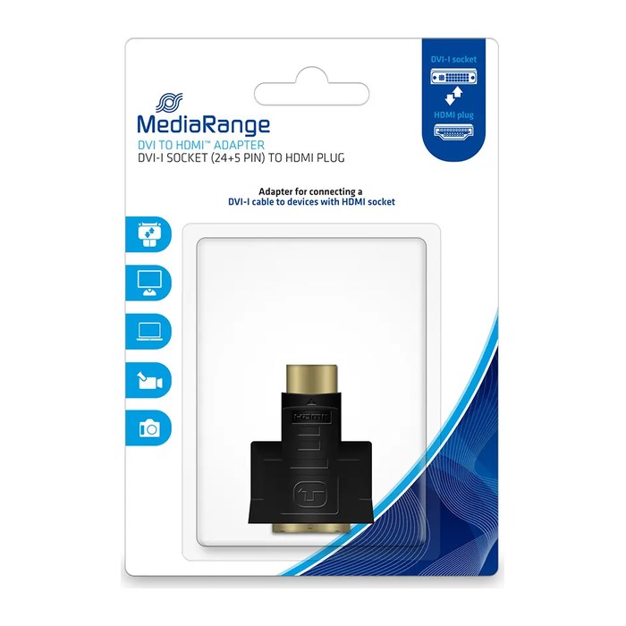 MediaRange DVI-I Buchse (24+5-polig)/HDMI Stecker schwarz