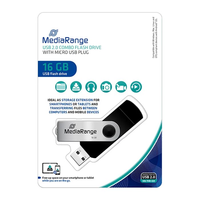 MediaRange USB-Stick 16 GB USB combo mit Micro USB