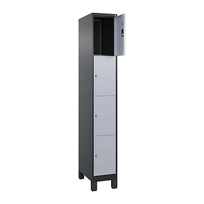 CP Schließfachschrank Classic Plus schwarzgrau, weißaluminium 080010-104 S10034, 4 Schließfächer 30,0 x 50,0 x 195,0 cm