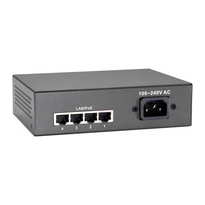 LevelOne PoE+Switch 4xFE PoE/1xFE 65W Metall