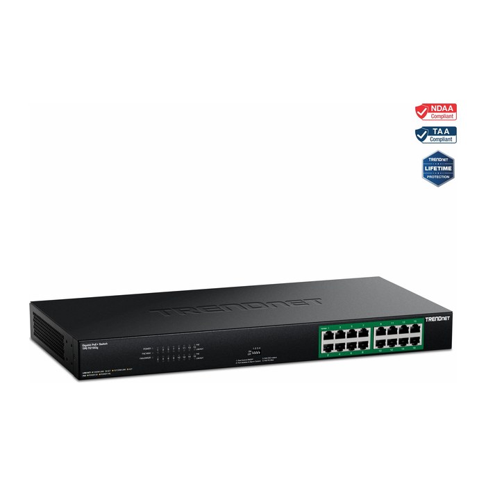 TRENDnet Switch 16-Port Gbit PoE+ 246W 19"
