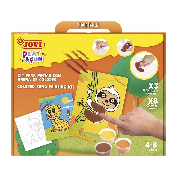 JOVI Bastelset Play & Fun Sand Painting Kit Animals mehrfarbig