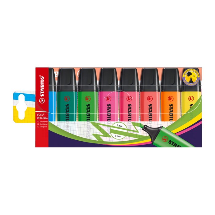 STABILO BOSS ORIGINAL Textmarker farbsortiert, 8 St.