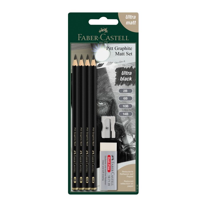 FABER-CASTELL Pitt Graphite Bleistift-Set 2B schwarz, 1 Set
