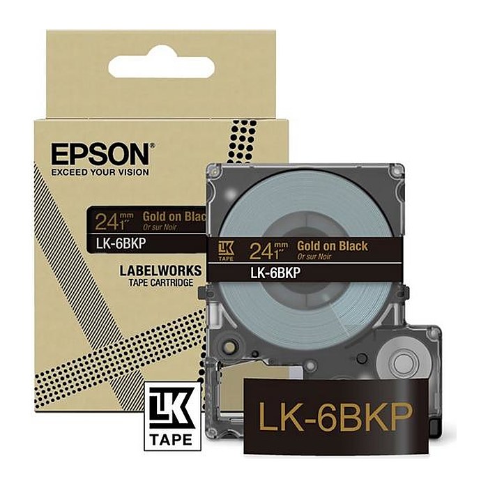 EPSON Schriftband LK LK-6BKP C53S672096, 24 mm, gold auf schwarz, 1 St.