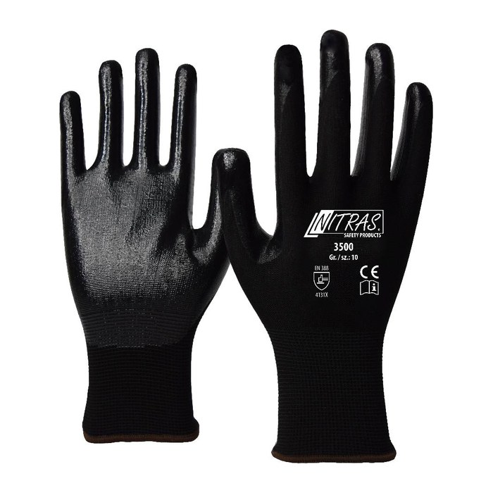 NITRAS SAFETY unisex Arbeitshandschuhe 3500 schwarz Größe 9, 12 Paar