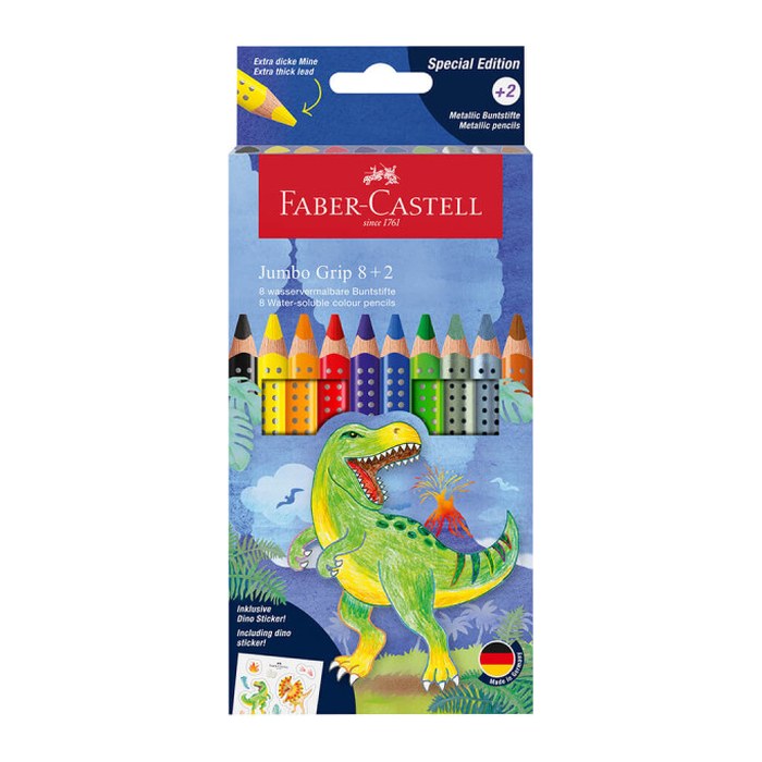 FABER-CASTELL Dino Jumbo Grip Buntstifte farbsortiert, 10 St.