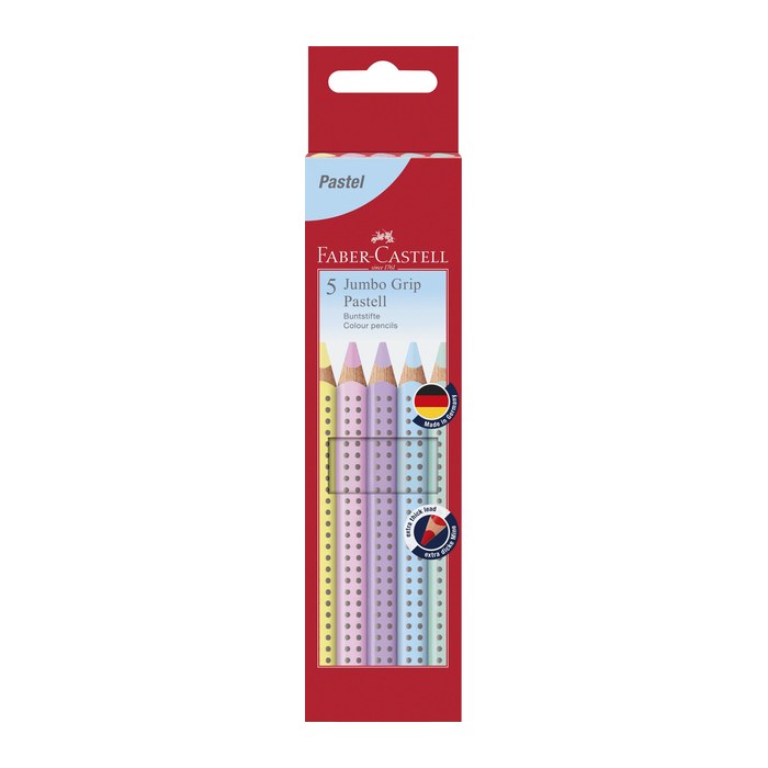 FABER-CASTELL Jumbo Grip Pastell Buntstifte farbsortiert, 5 St.
