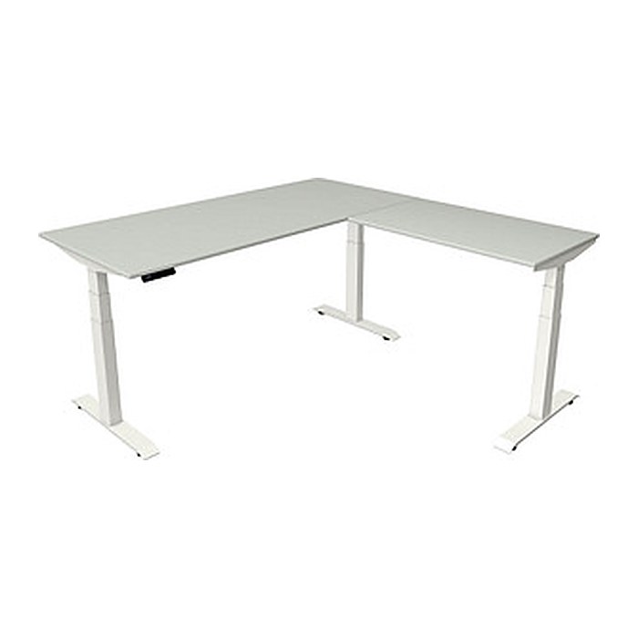 Kerkmann Move 4 elektrisch höhenverstellbarer Schreibtisch lichtgrau rechteckig, T-Fuß-Gestell weiß 180,0 x 180,0 cm