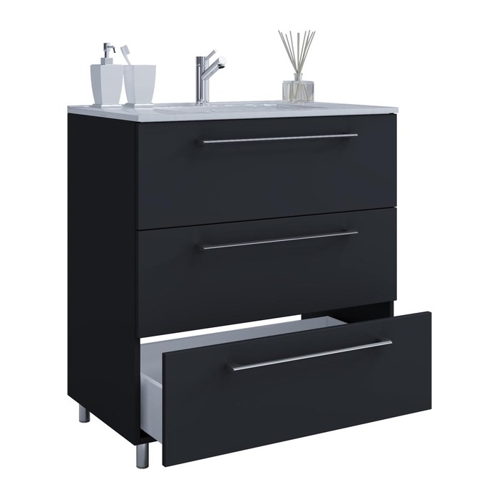 VCM my bath Badmöbel-Set 2-teilig Schubo 914854 schwarz 80,0 x 46,0 x 86,0 cm